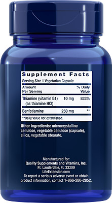 Mega Benfotiamine 250mg Life Extension 120 caps