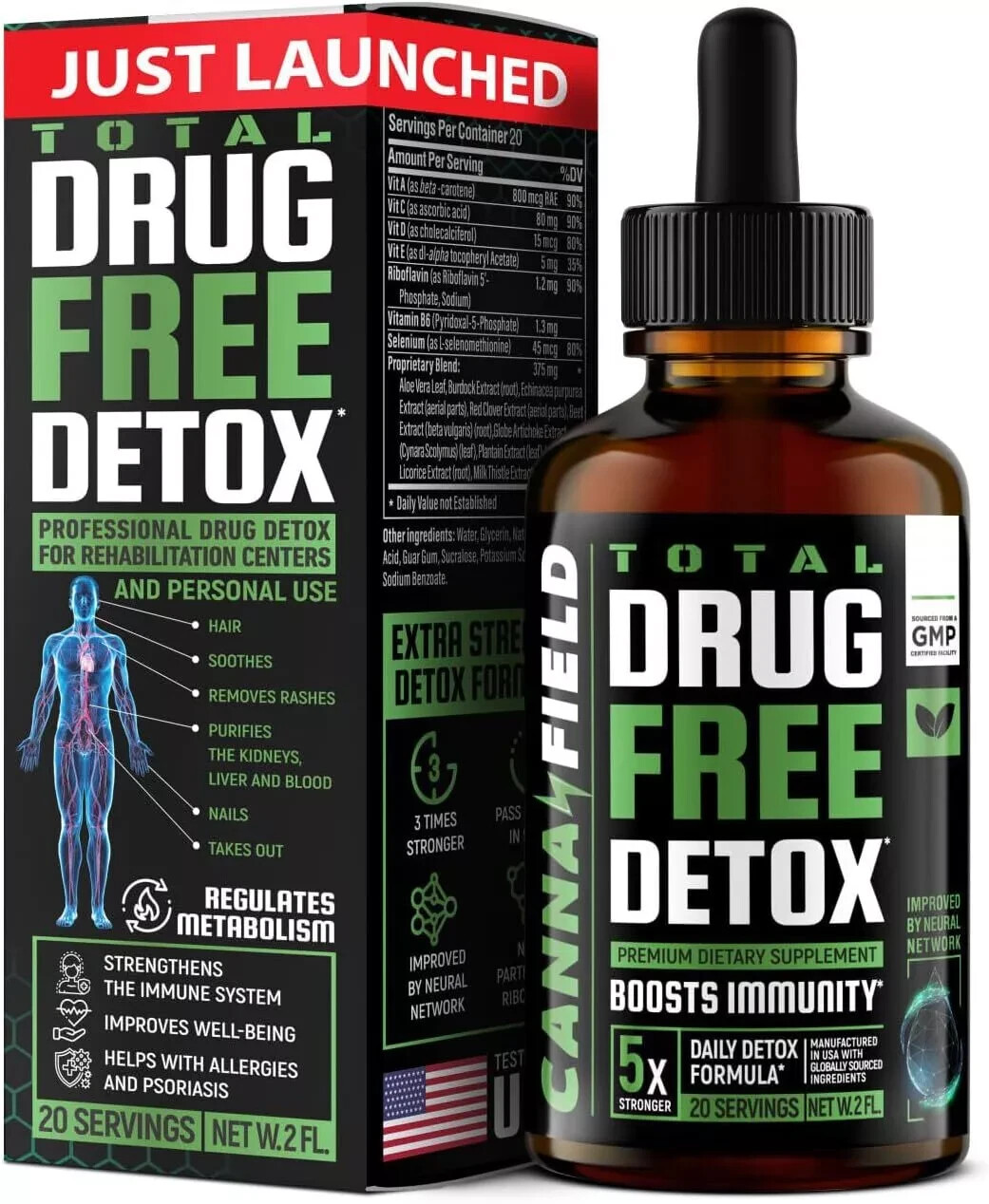 Drug Free Liquid Detox Drops, Liver,Gut Cleanse Detox & Repair with Milk Thistle