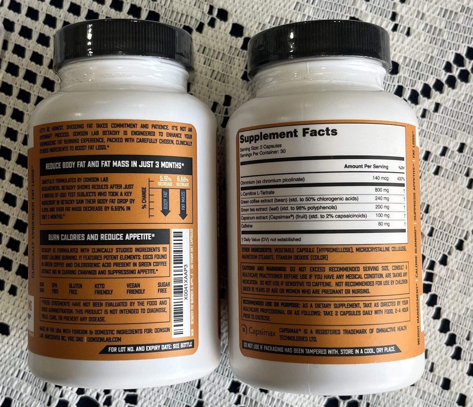Beta Oxy Thermogenic Fat Burner, Weight Management, 60 caps Each X2, Ex 05/26