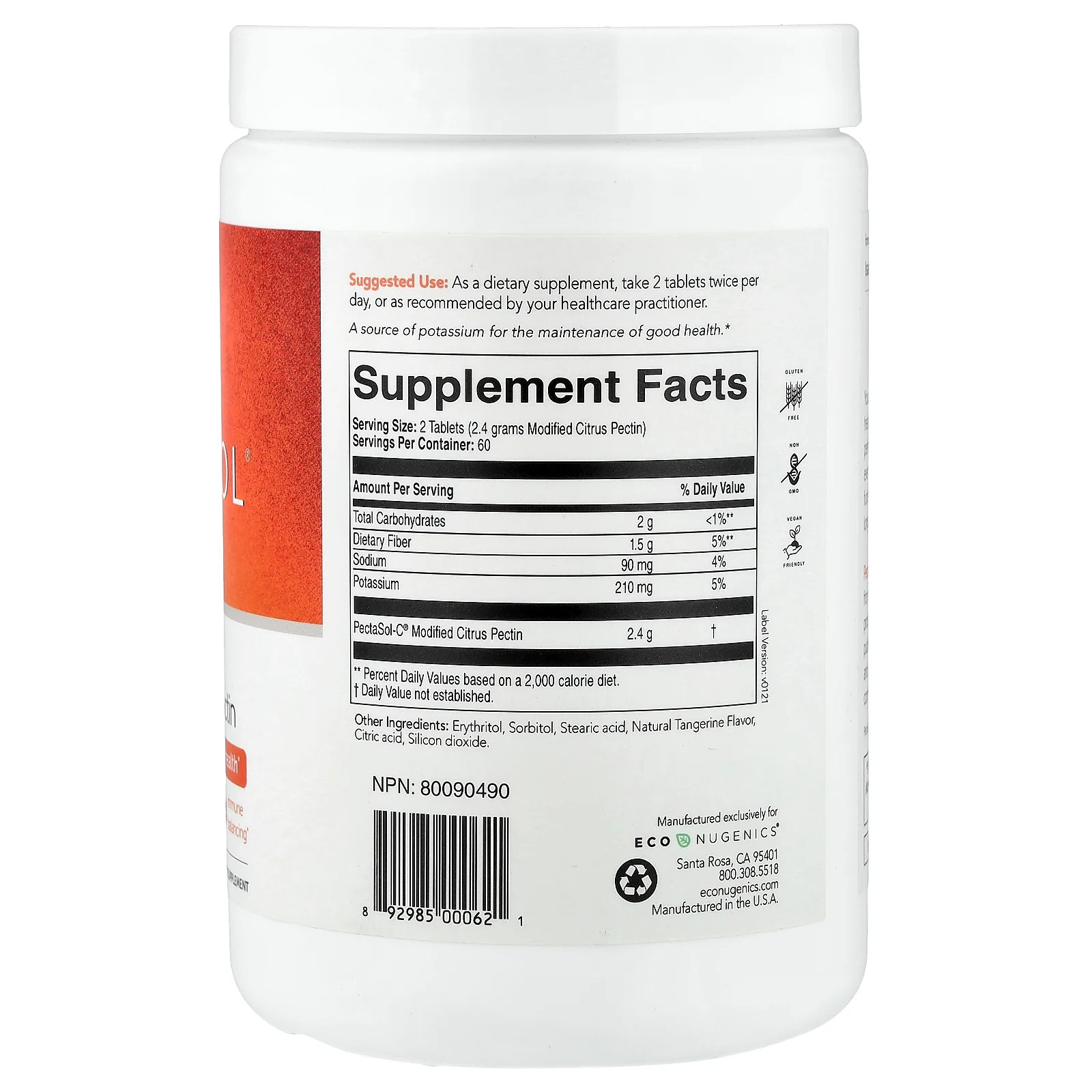 2 X Econugenics, PectaSol� Modified Citrus Pectin, Tangerine Infusion, 120 Chew