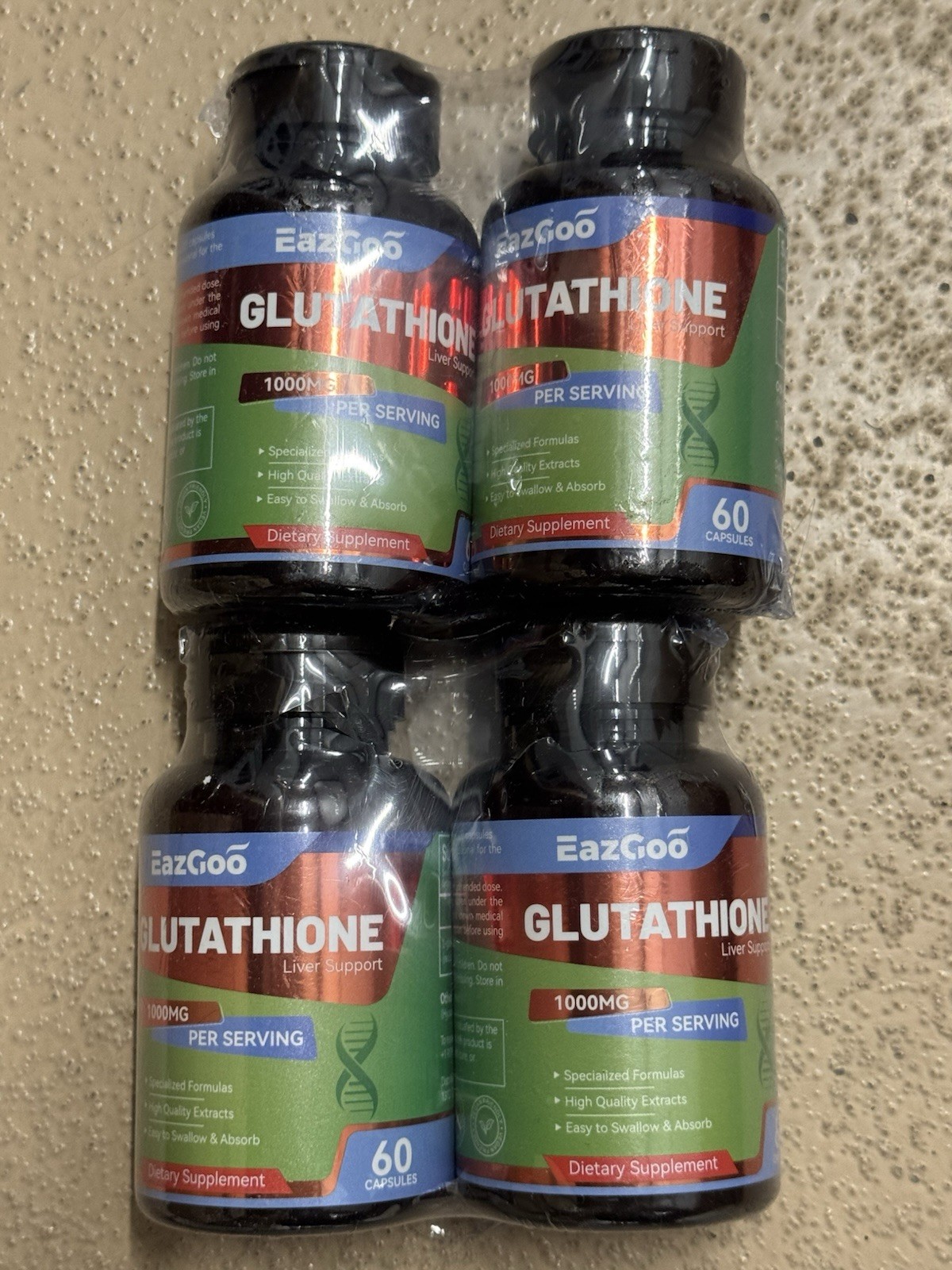 8x Lot EAZGOO Glutathione Supplement 1000mg Antioxidant Supplement Exp 5/2028