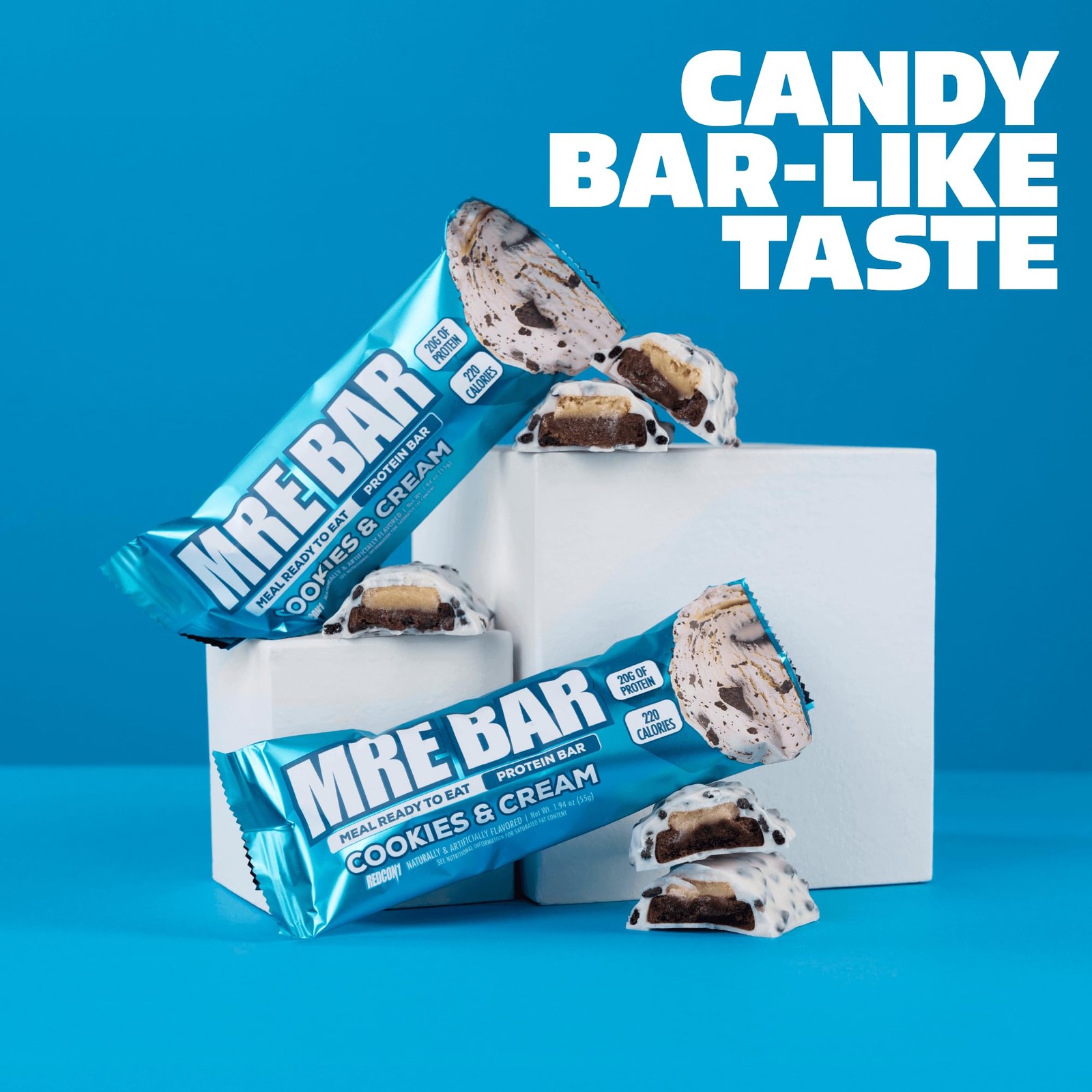 MRE Cookies & Cream Protein Bars – 12 Count Snack Bars for Breakfast or Post-…
