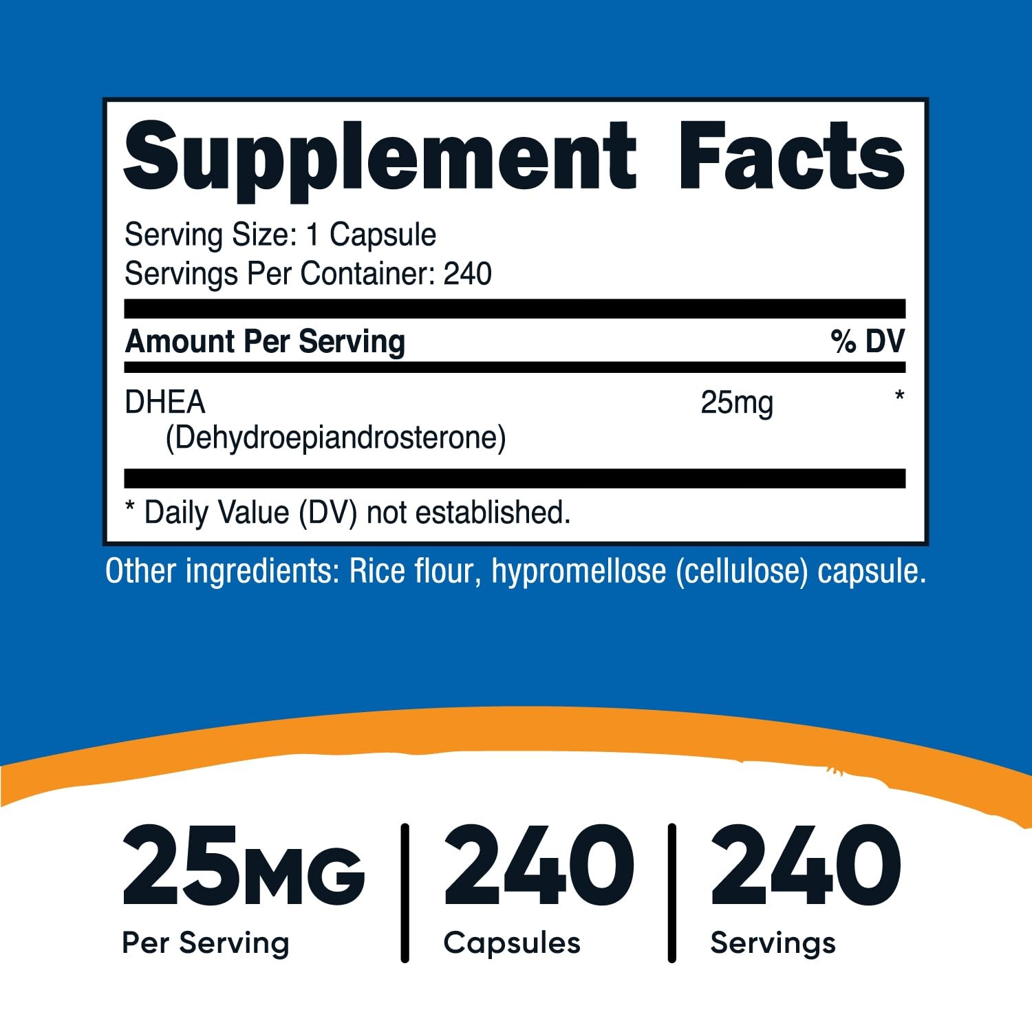 Nutricost DHEA 25mg, 240 Capsules – Gluten Free, Soy 240 Count (Pack of 1)