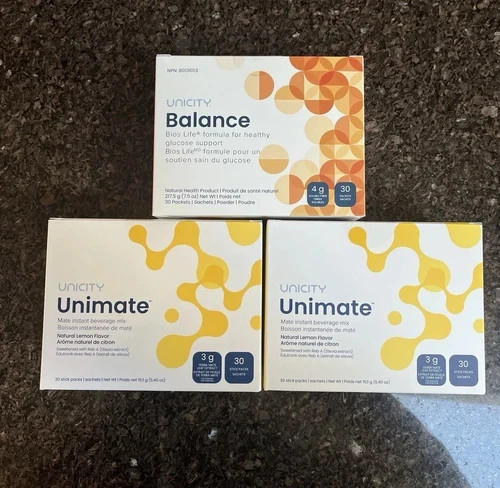 Unicity Unimate lemon 60 Pkt And 30 Balance 09/27 SEALED FREE SHIPPING