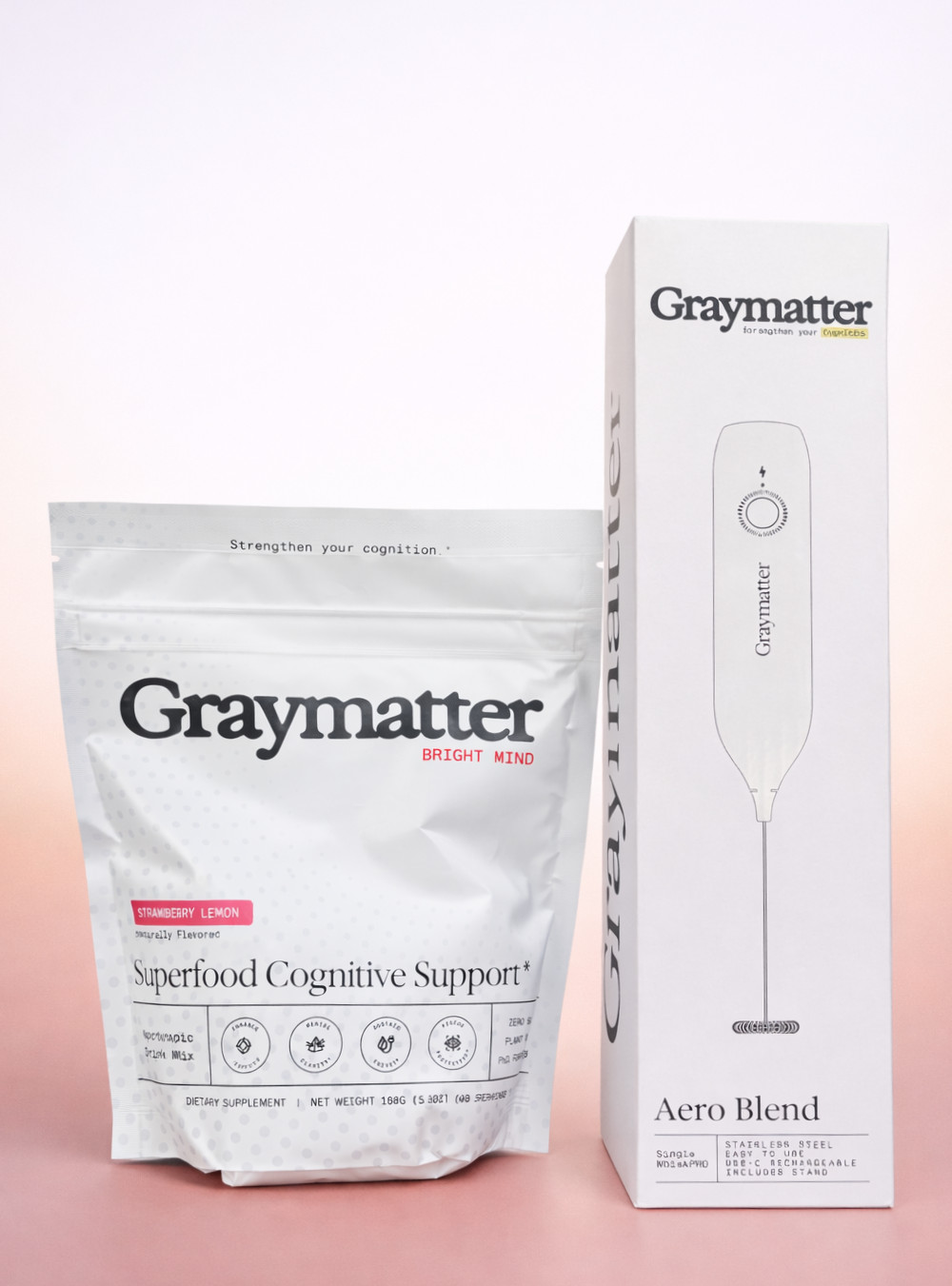 GRAYMATTER Superfood Cognitive Support 40SERV + FROTHER – Strawberry Lemon 🍓🍋