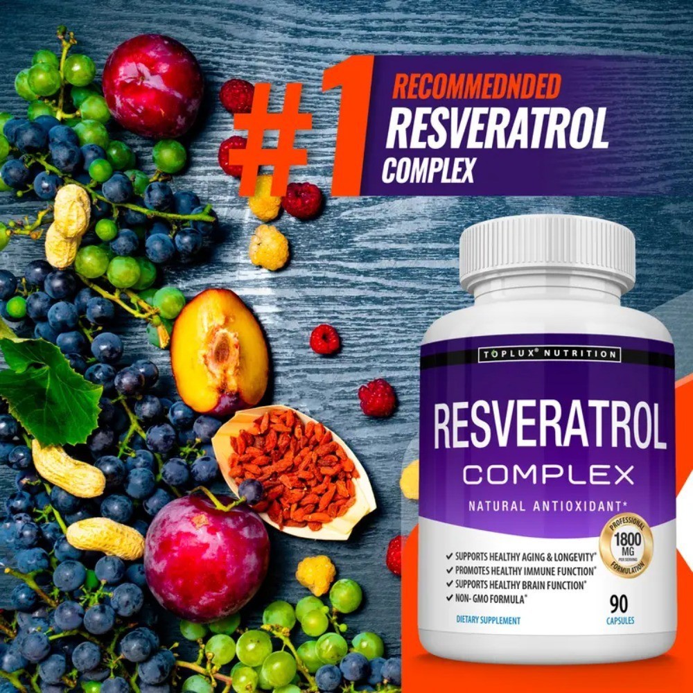Toplux Resveratrol 1800mg Complex – Natural High Potency Antioxidant
