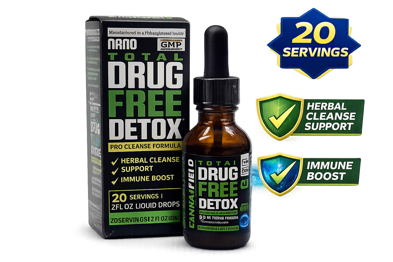 Total Drug Free Detox Liquid Drops 2oz Immune Support Cleanse Formula 20 Serv