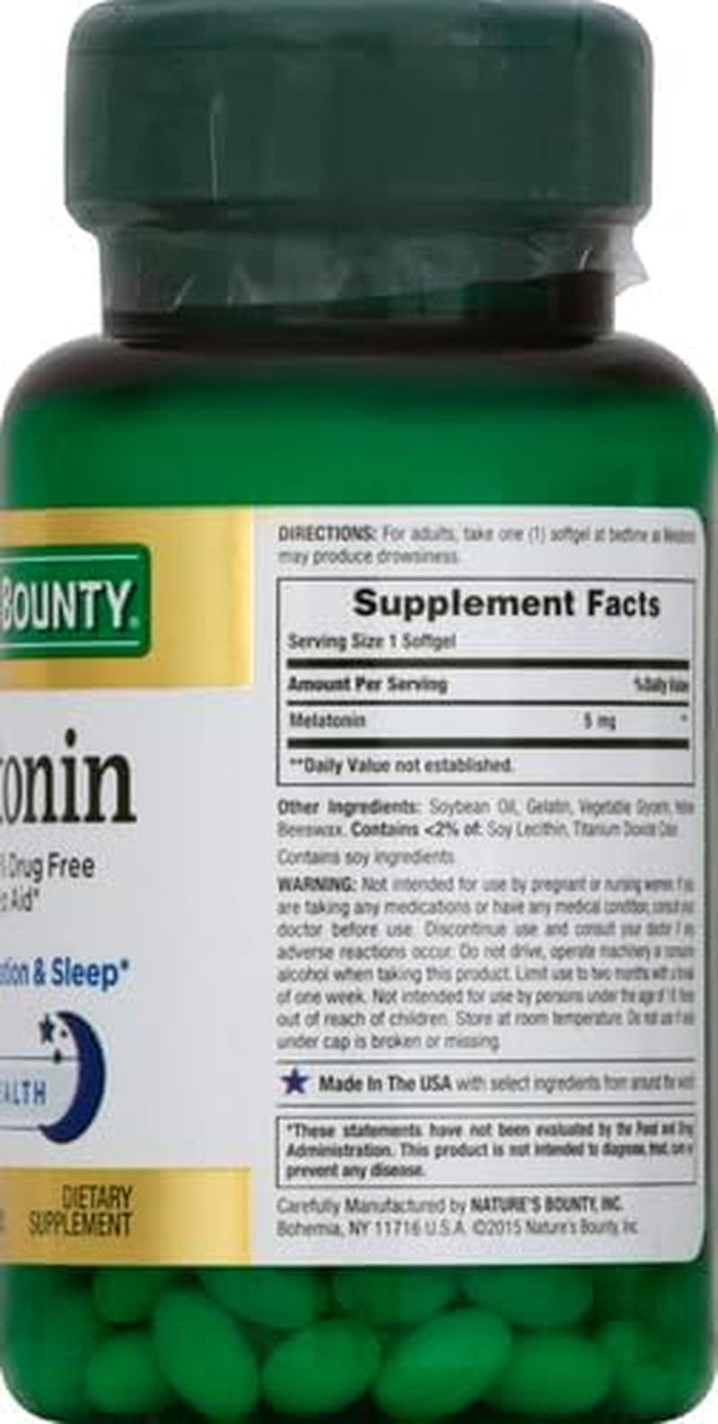 Melatonin 5mg Sleep Aid Softgels Drug Free 90 Ct 2 Pack
