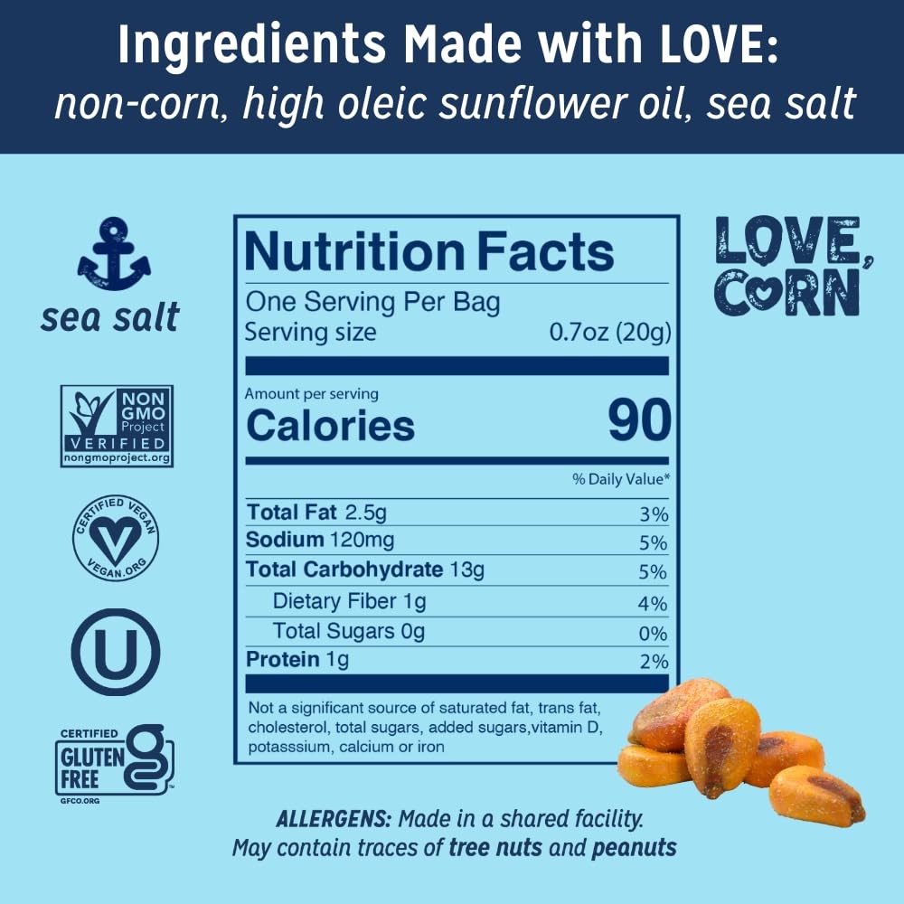 LOVE CORN Sea Salt 0.7oz x 20 Bags – Delicious Crunchy Corn – Healthy Family…