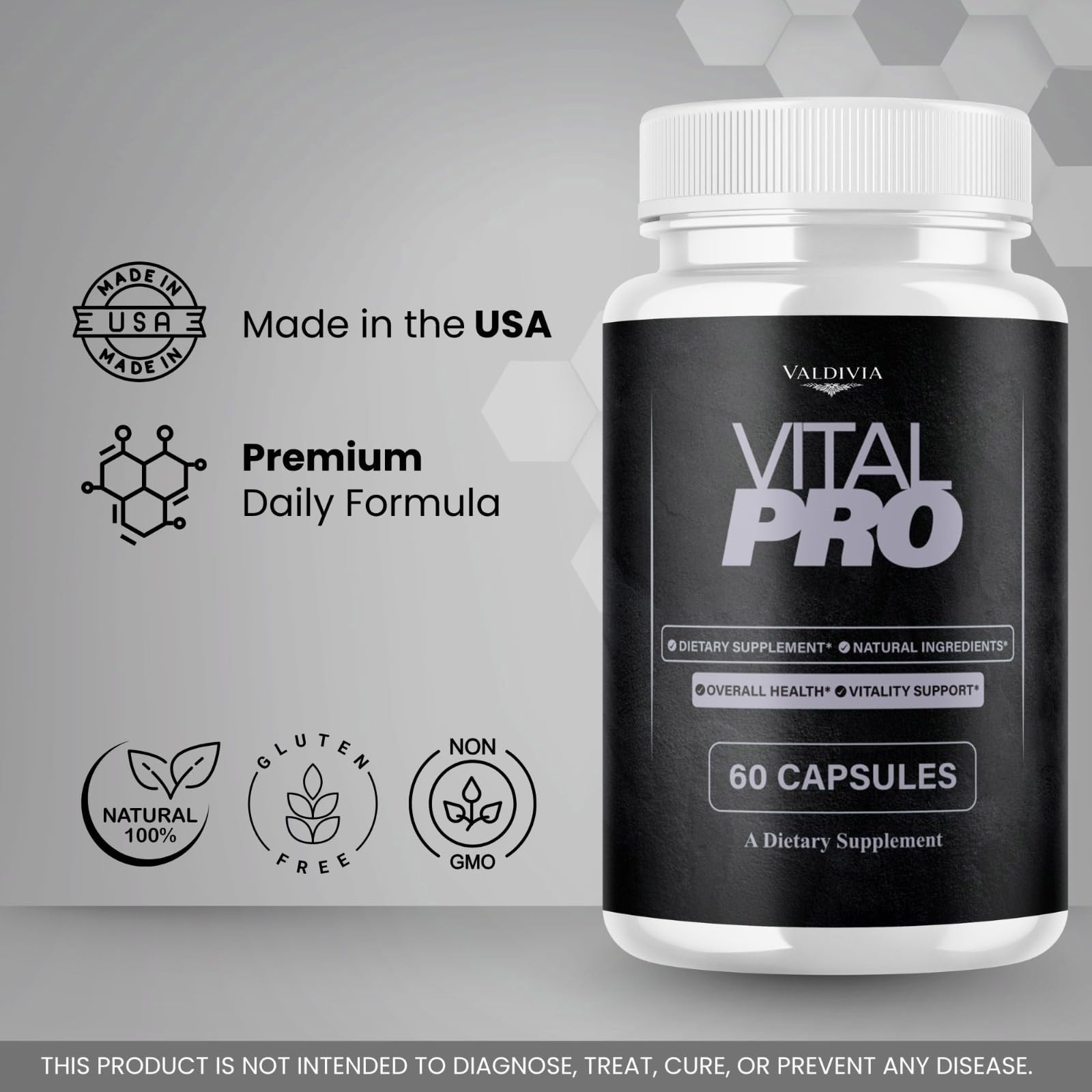 VitalPro Men Daily Wellness Supplement Capsules Energy Strength 1 Pack 60Ct