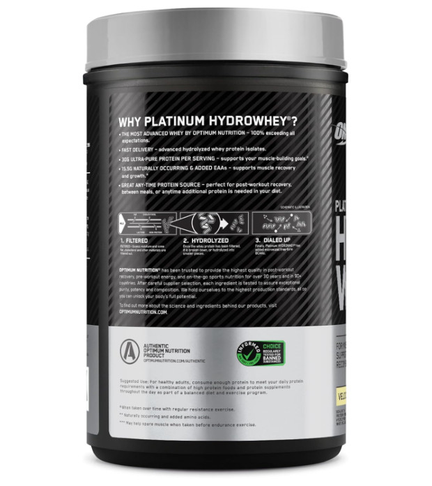 Optimum Nutrition Platinum Hydrowhey Protein Powder, Turbo Chocolate, 1.8 lb