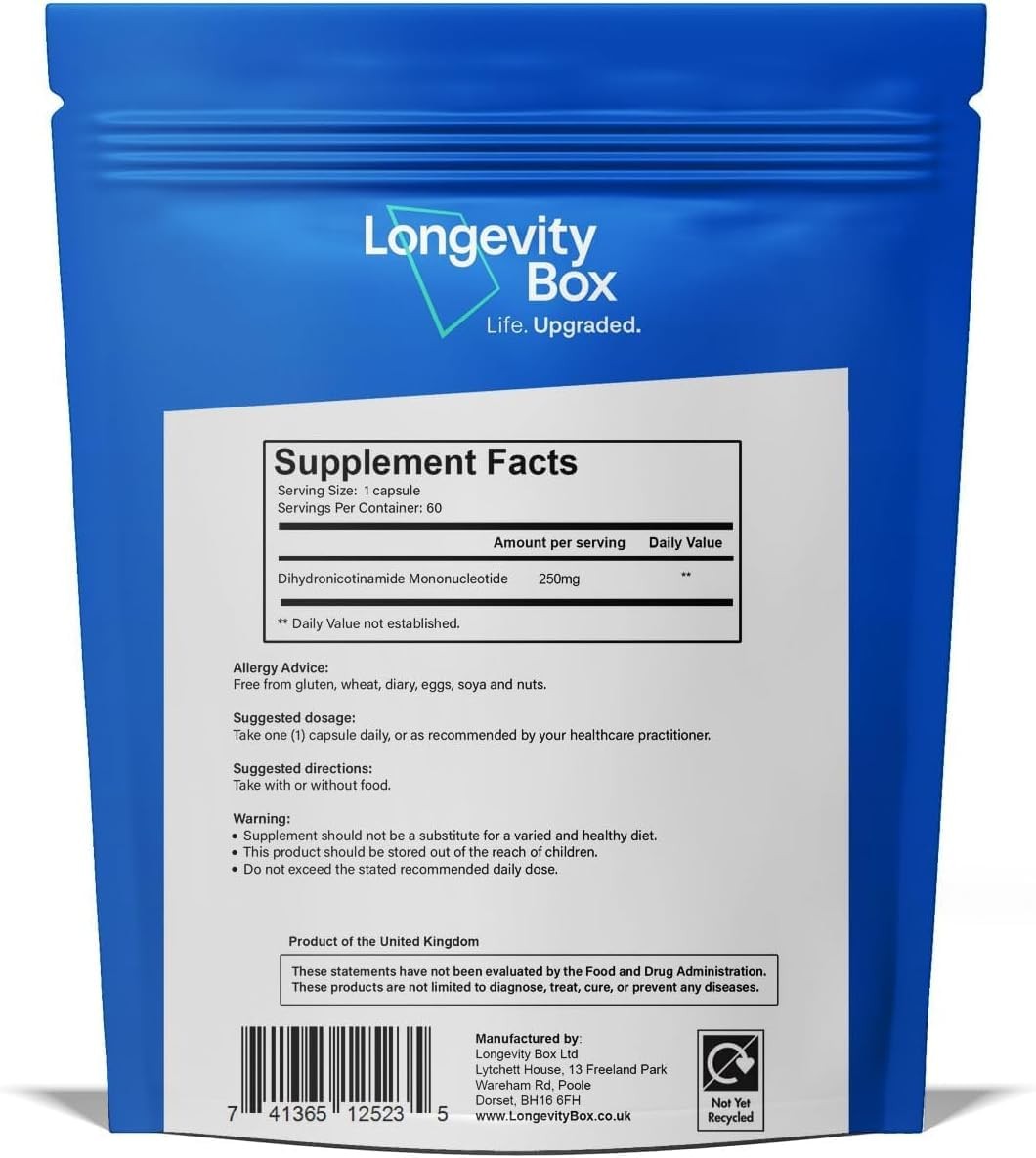 Longevity Box NMNH NMN Alternativen 250mg – 5X More Potent Dihydronicotinamide