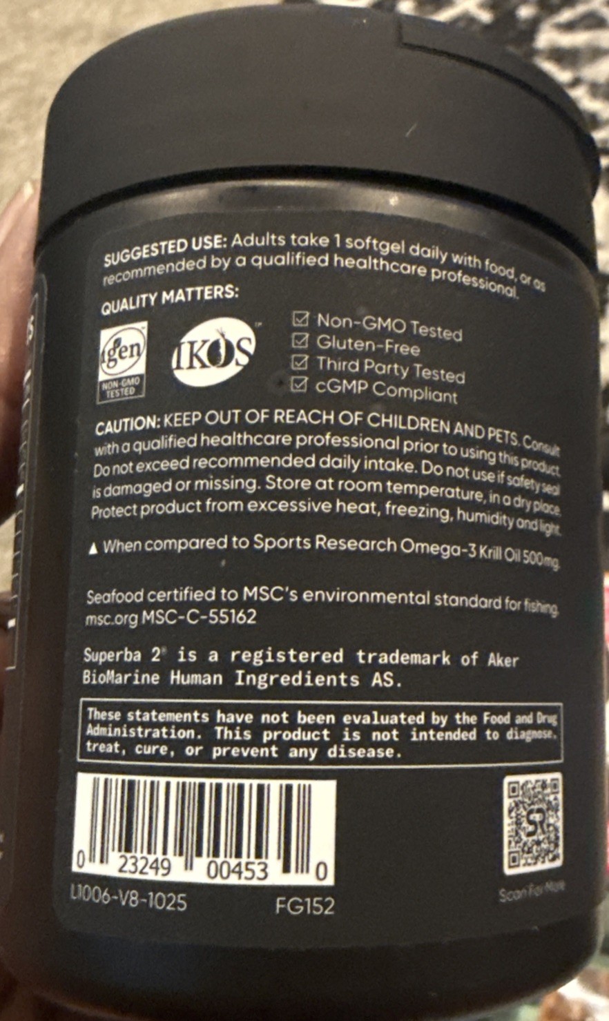 Sports Research FG152 1000mg Antarctic Krill Oil – 60 Liquid Softgels