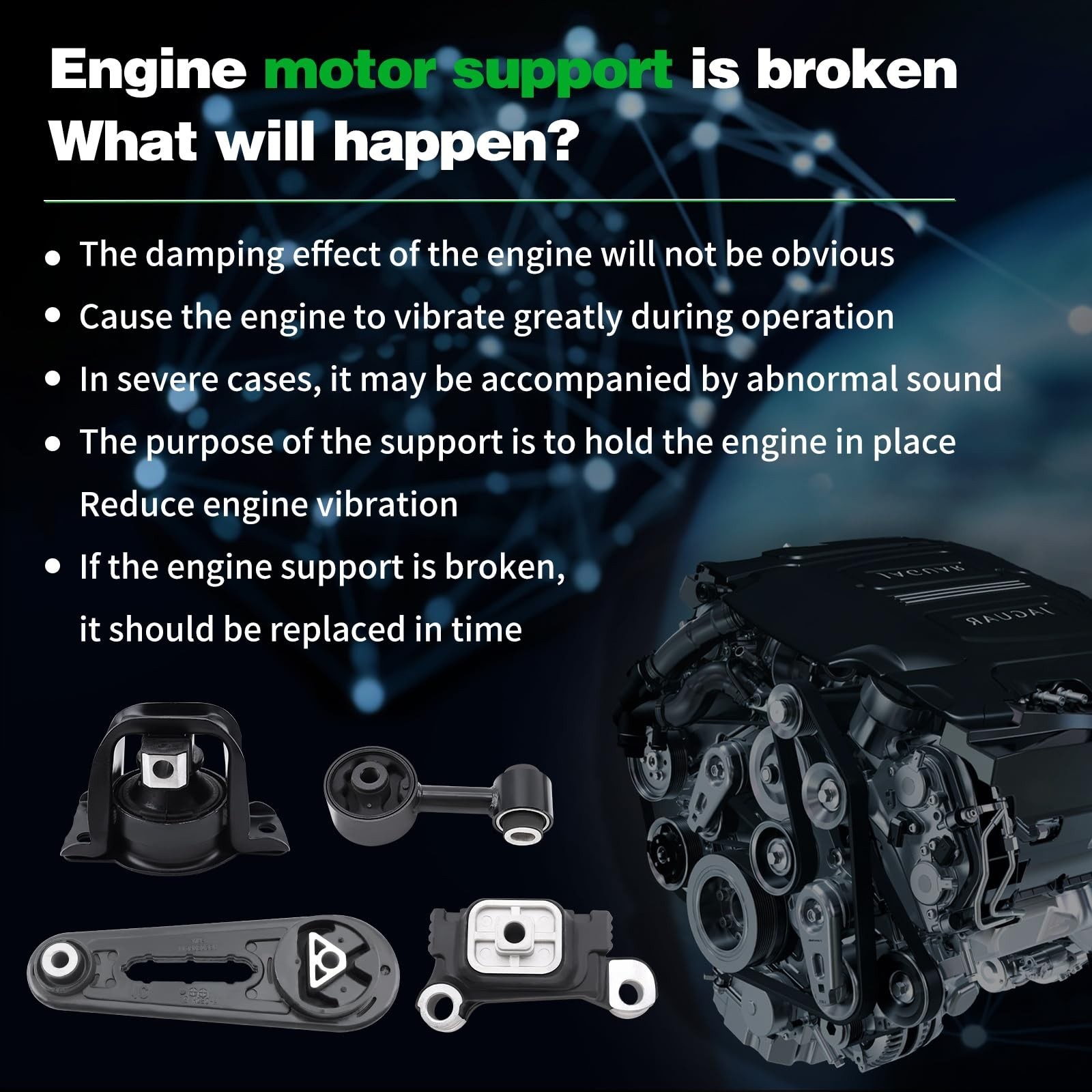Engine Motor and Trans Mount Kit Compatible with NV200 2013-2021 & City Expre…