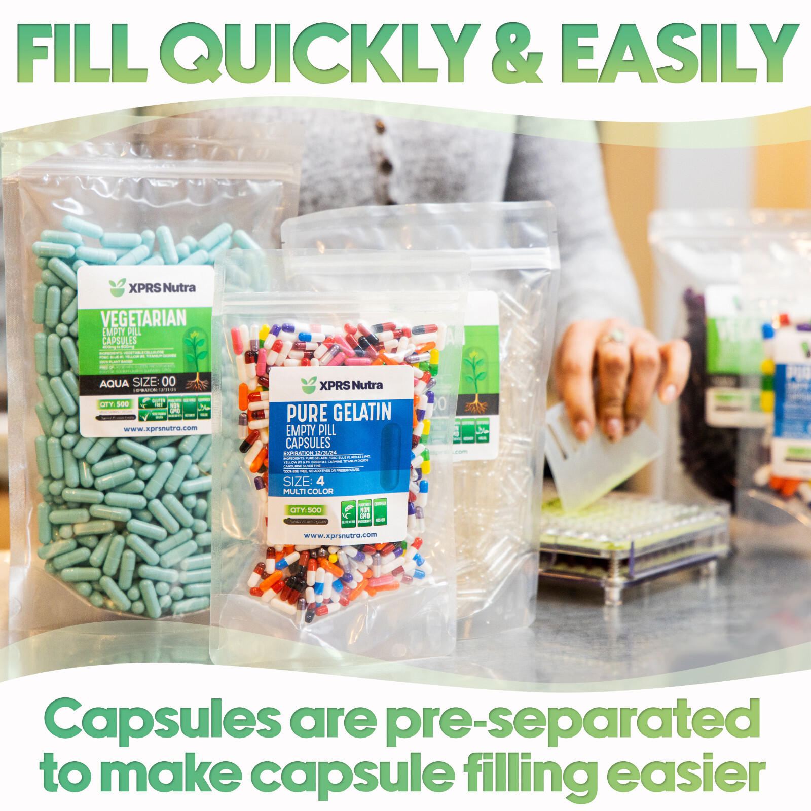 Size 000 Separated Clear Empty Gelatin Capsules Gelcaps Kosher Caps Pills