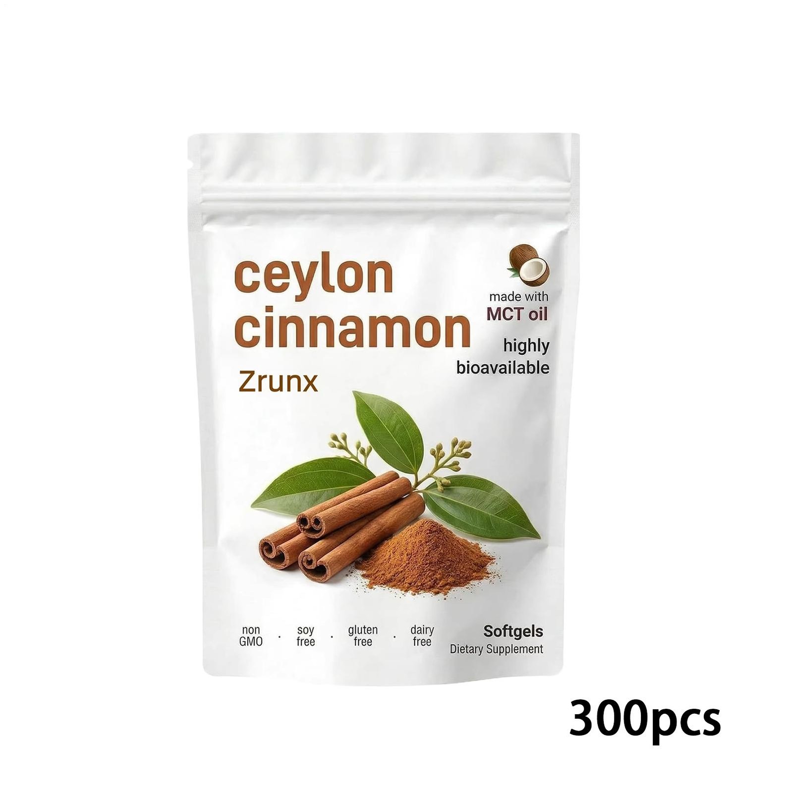 Ceylon Cinnamon Softgels – 300 Softgels – Non-GMO, Gluten Free of – Gentle