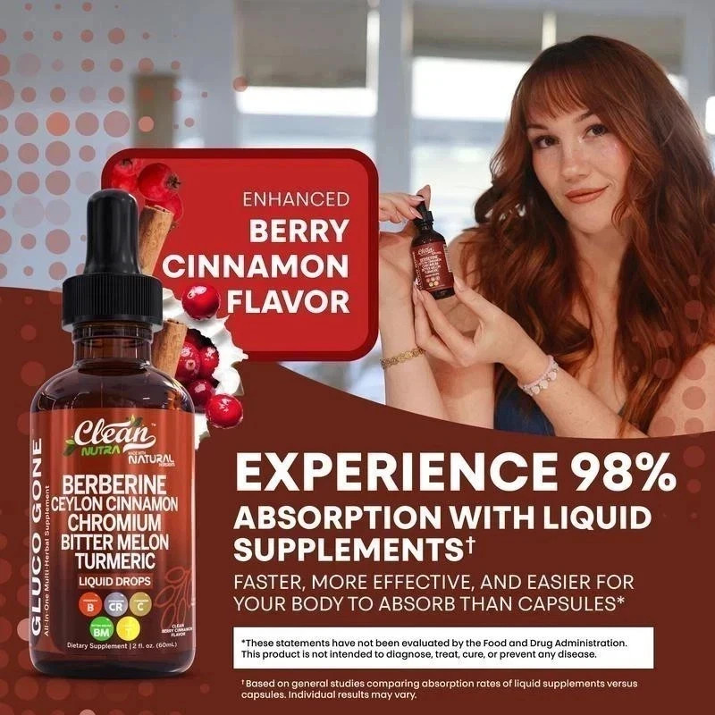 Clean Nutra Berberine with Ceylon Cinnamon Supplement Liquid Drops
