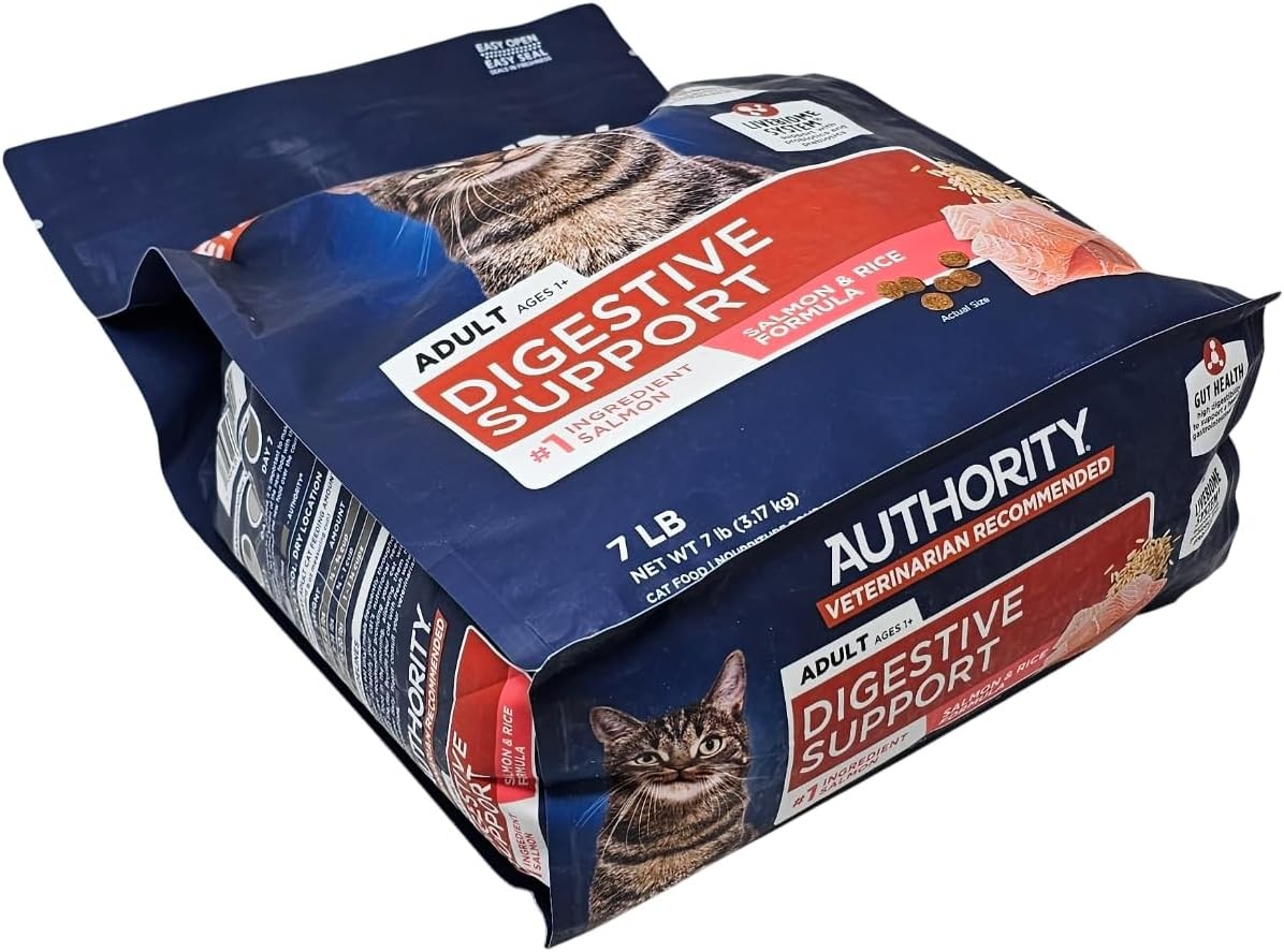 Authority Adult Digestive Support Salmon and Rice Dry Cat Food,7 Pound Bag