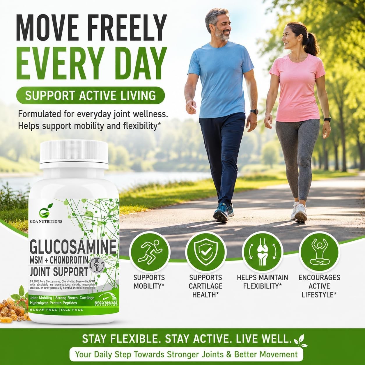 5 Pack G.OA Nutritions Glucosamine MSM 60 Tablets
