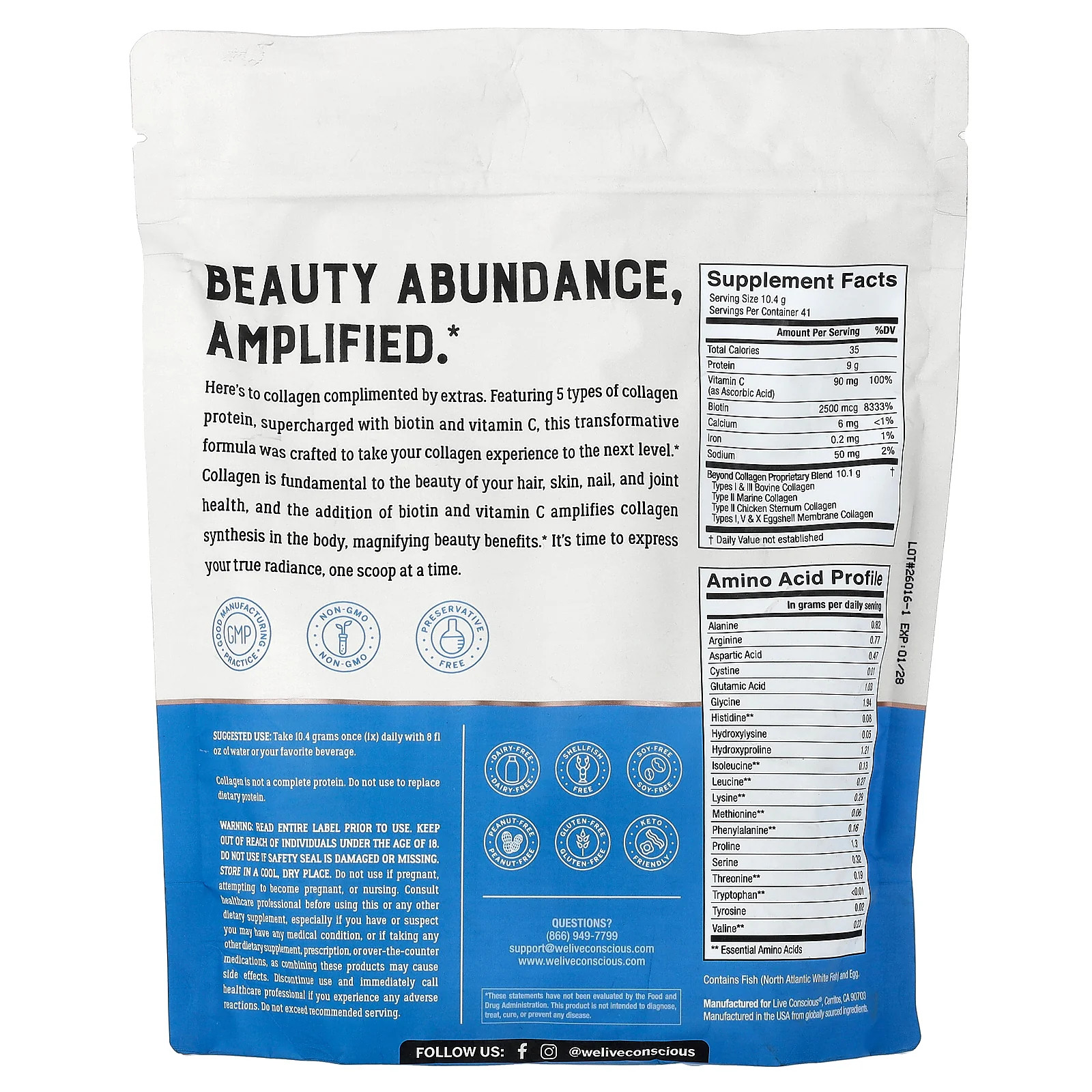 2 X Live Conscious, Beyond Collagen�, With Biotin & Vitamin C, 15 oz (427 g)