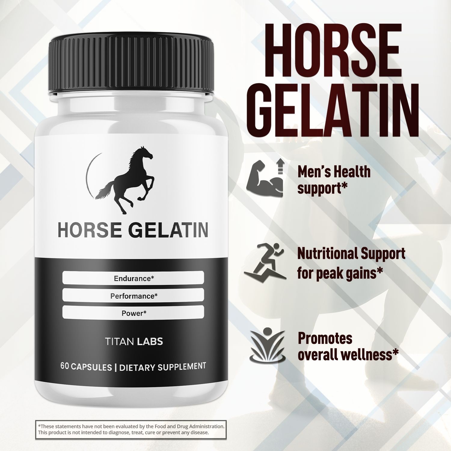 (2 Pack) Horse Gelatin Advanced Male Support Supplement HorseGelatin 120 Capsule