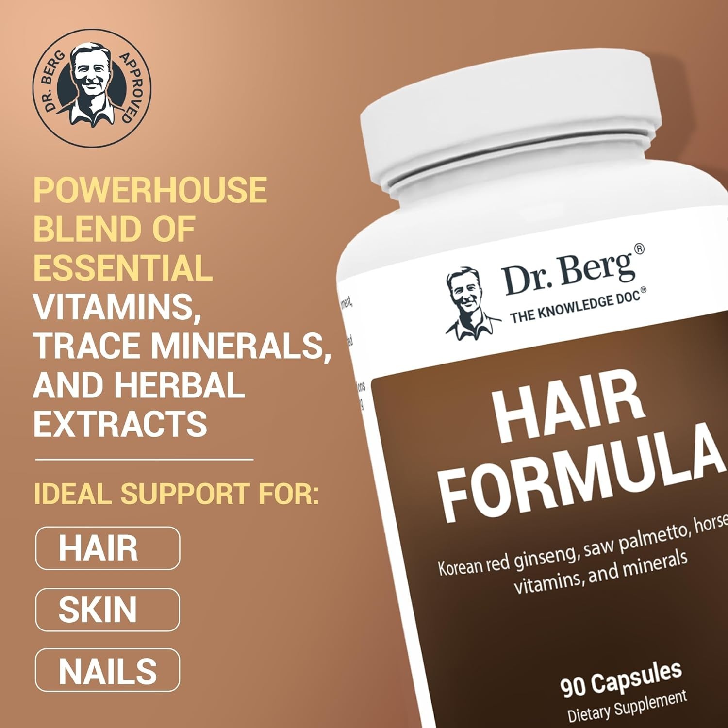 Dr. Berg’s Hair Formula Supplement Supports Healthy Hair Nails Skin+ 90 Tablets