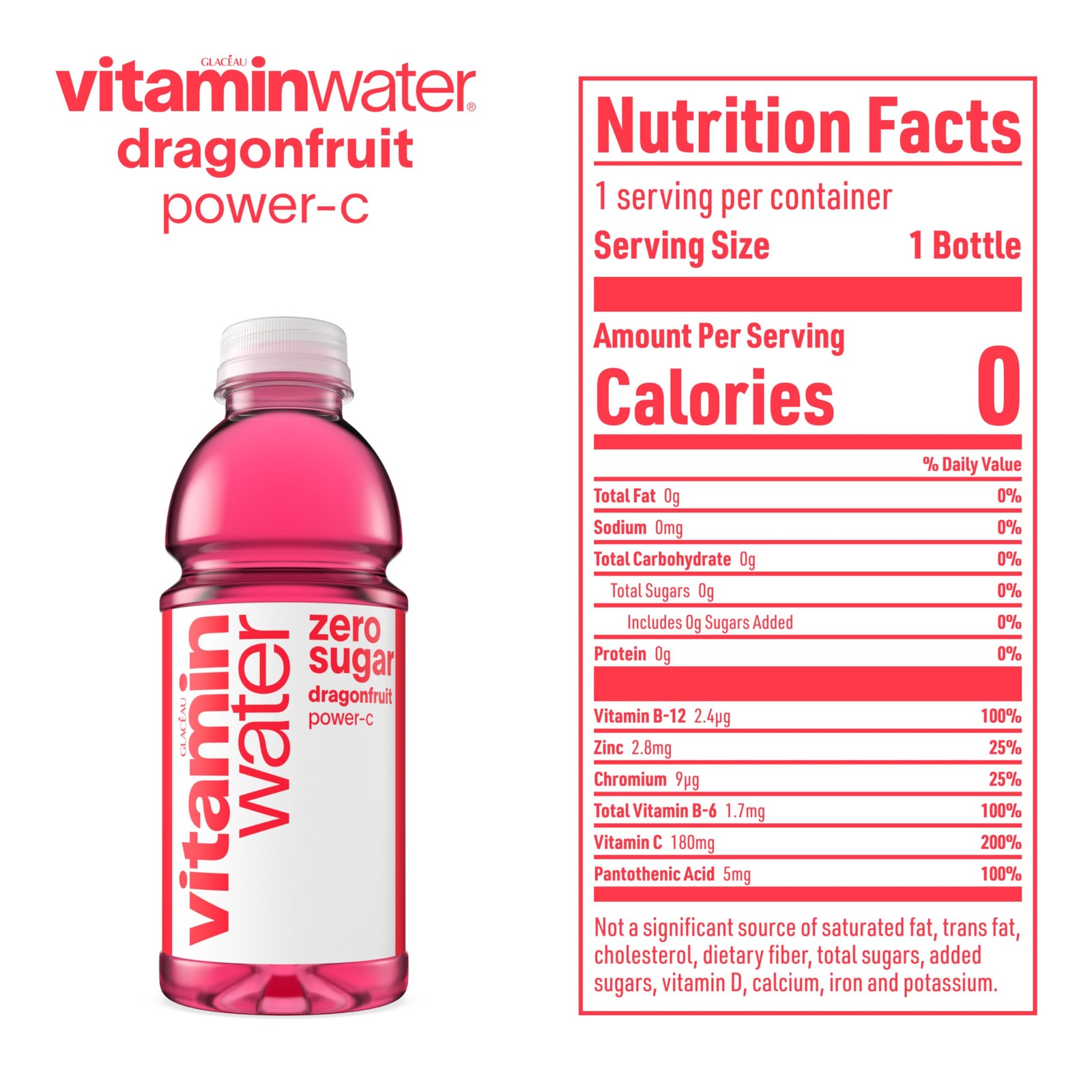 vitaminwater zero sugar power-c, electrolyte enhanced 20 Fl Oz (Pack of 12)