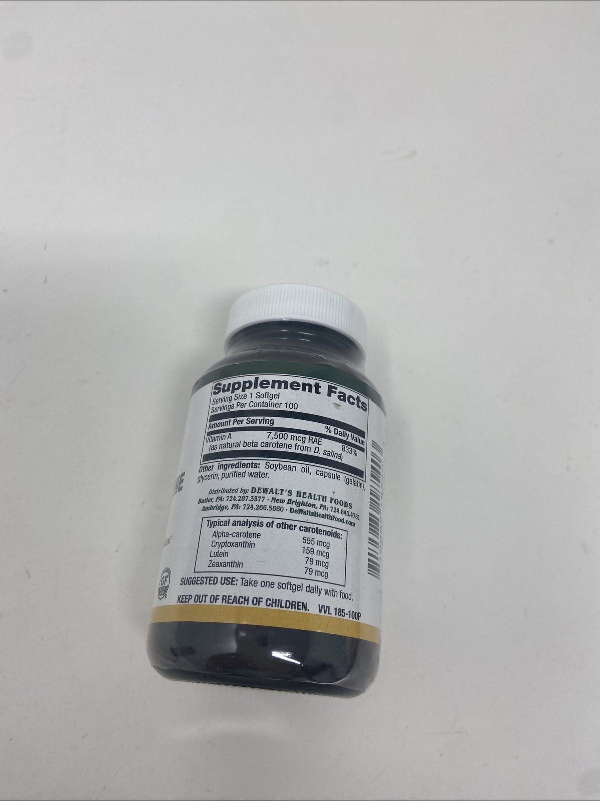 Natural Beta-Carotene 25,000 IU Plus other carotenoids 100 Softgels. New Sealed