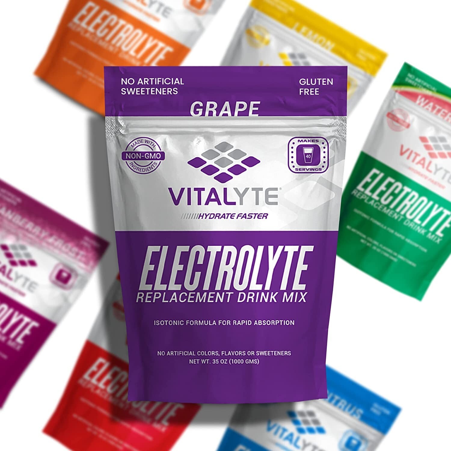 Vitalyte Electrolyte Powder 35oz-40 Servings Per Container – Grapes – 2 Packs