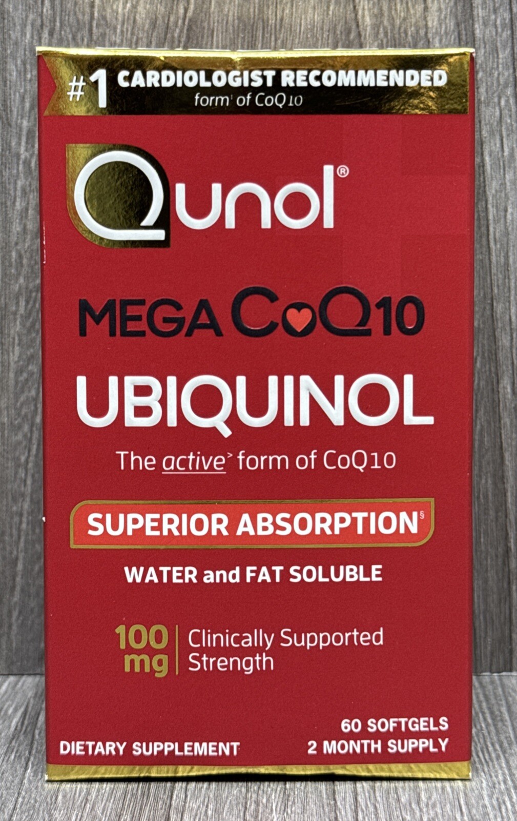 Qunol Mega CoQ10 Ubiquinol Super Absorption Vitamins 100mg – 60 Softgels 02/2028