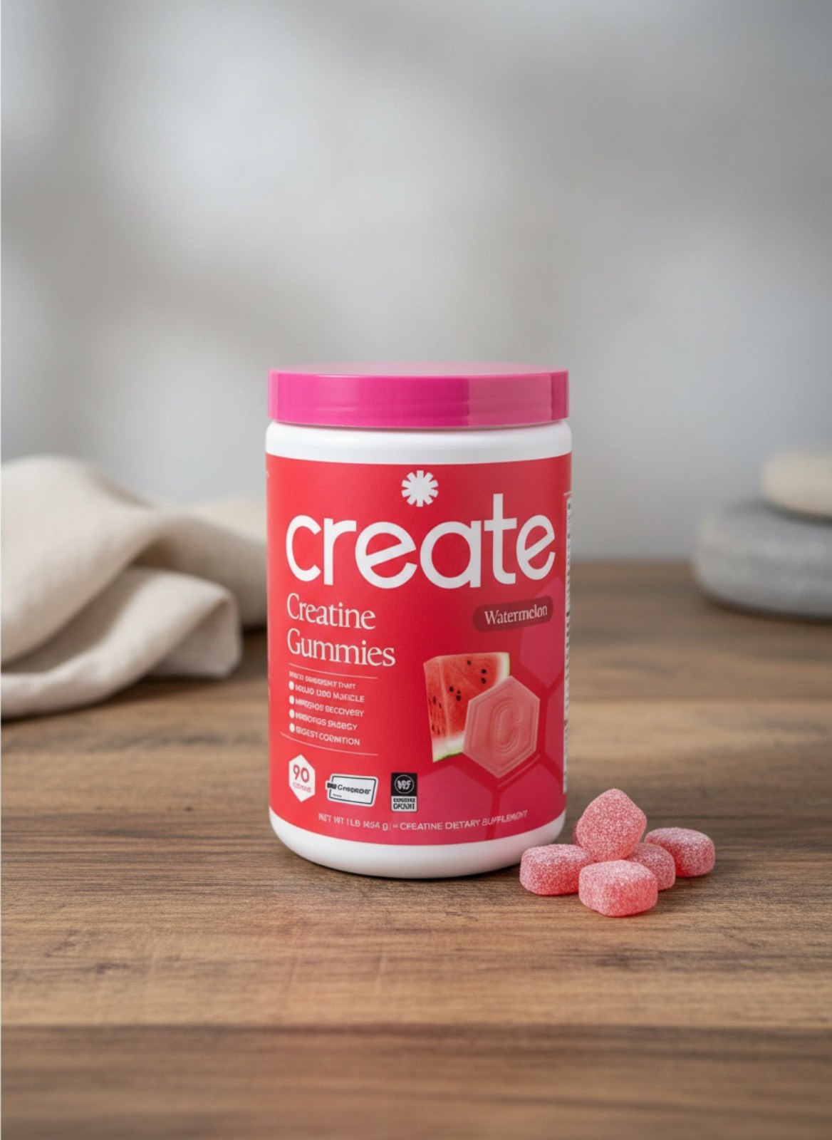 Create Creatine Gummies Watermelon Flavor 90 Count NSF Certified Creapure NEW
