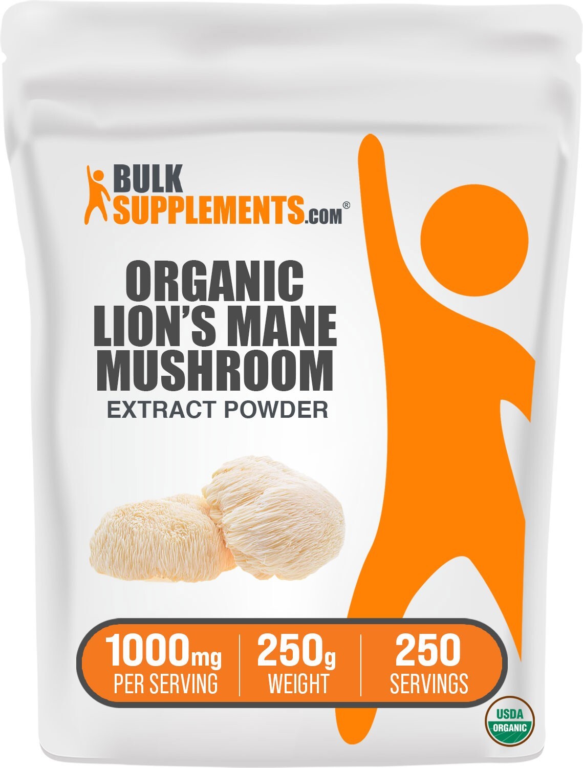 BulkSupplements Organic Lion’s Mane Mushroom Extract 250g – 1000 mg Per Serving