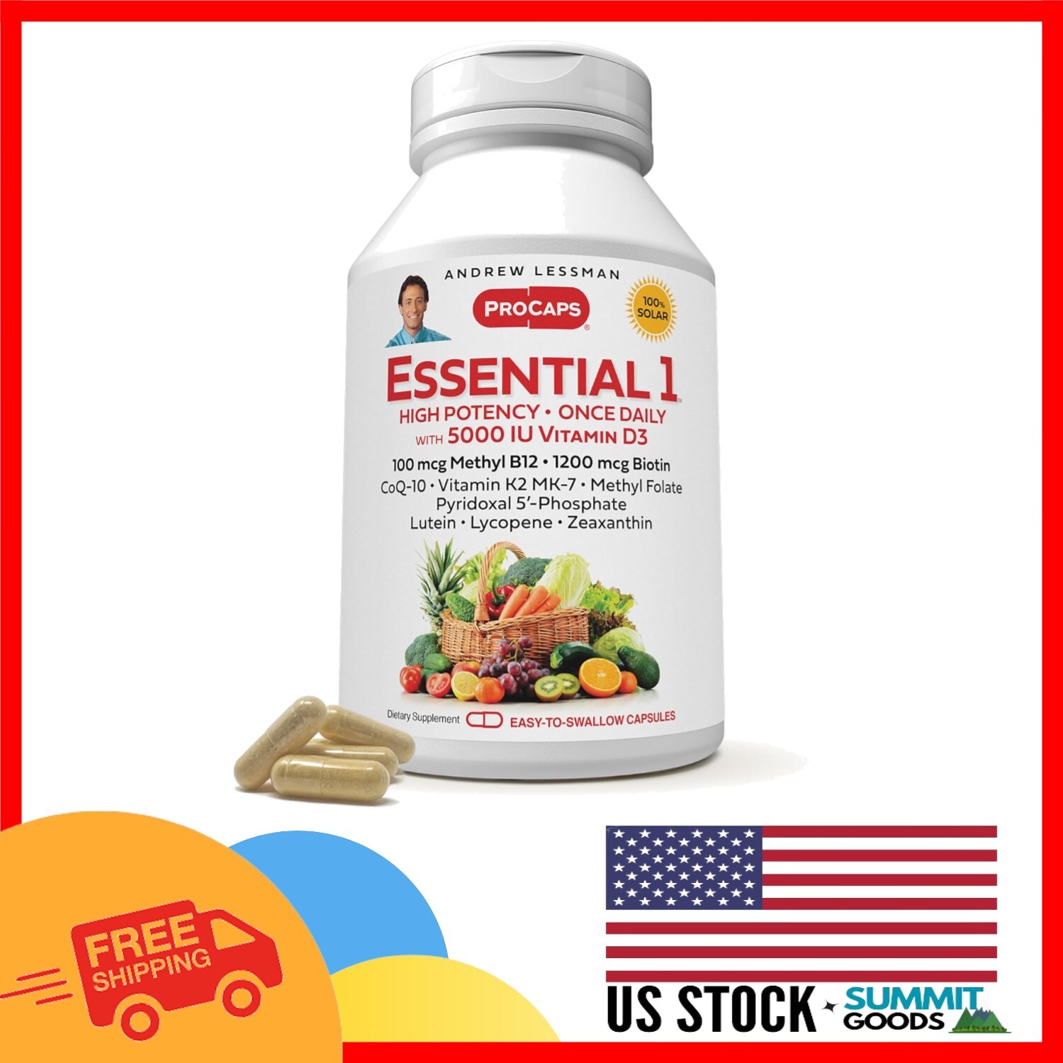 Ultra-Mild Essential-1 Multivitamin with 100 mcg Methyl B12 & CoQ10 – 60 Caps