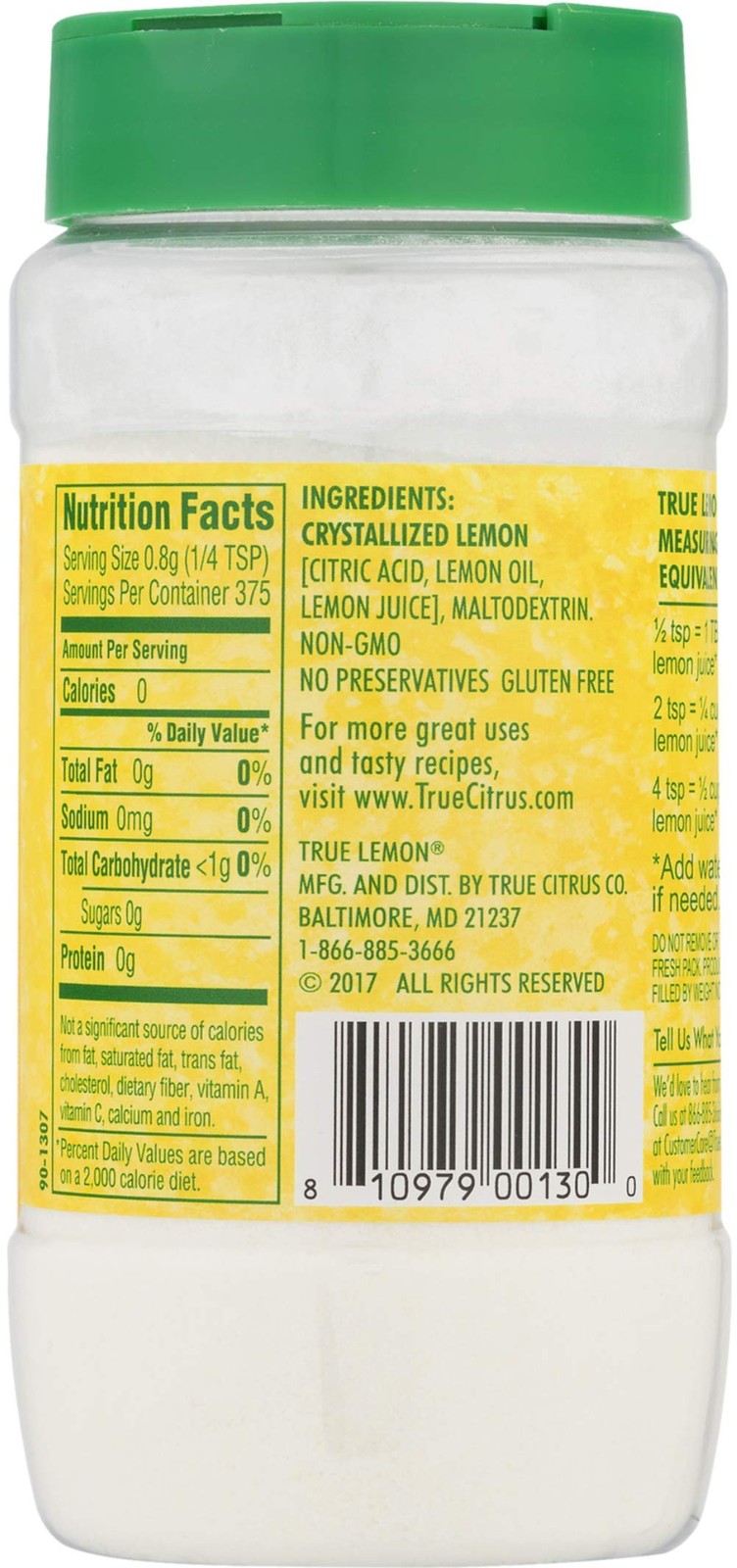 True Lemon Two Pack – Shaker and Lime 10.6 Ounce (Pack of 2), lemon