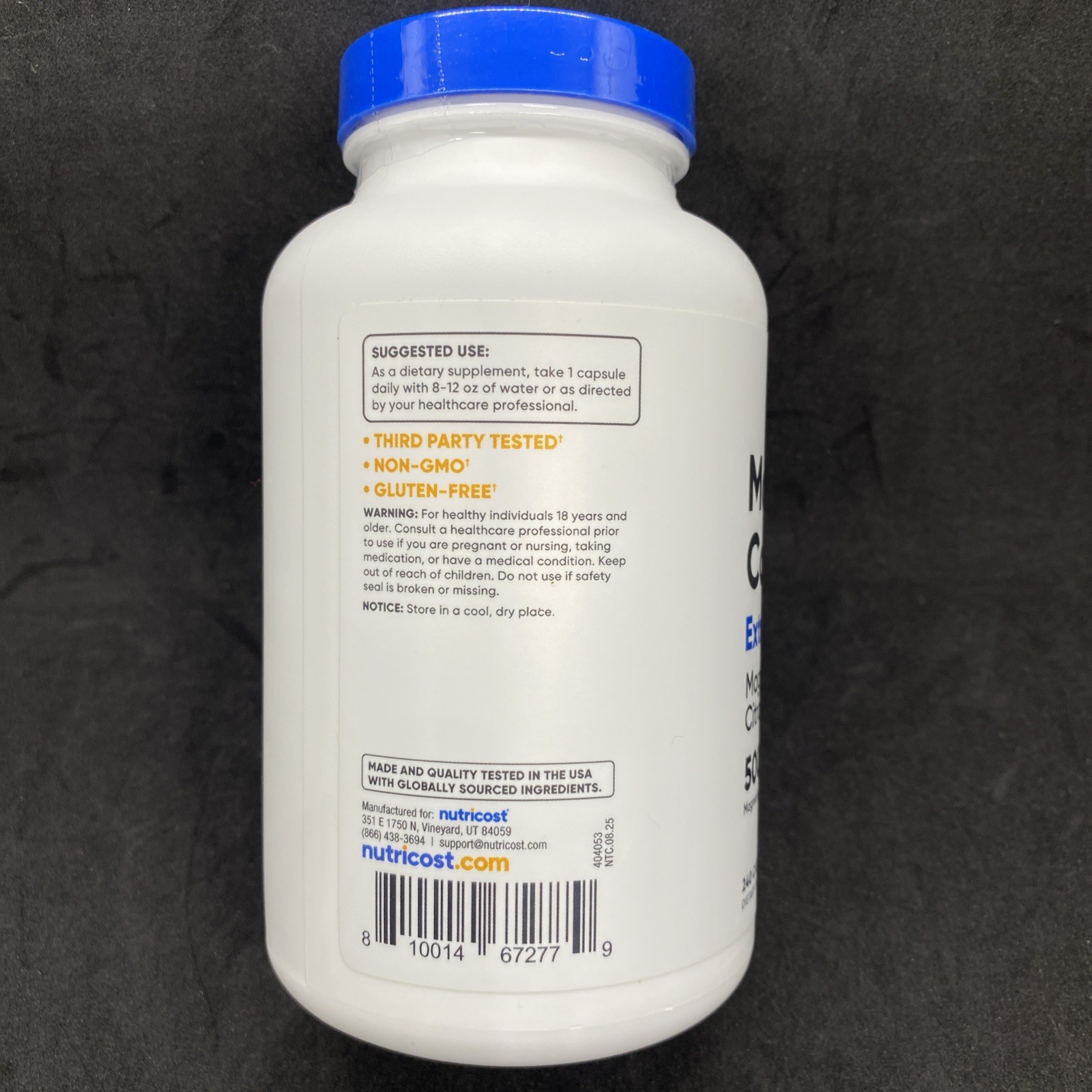 Nutricost Magnesium Complex Extra Strength 500mg 240 Capsules Exp 11/2028