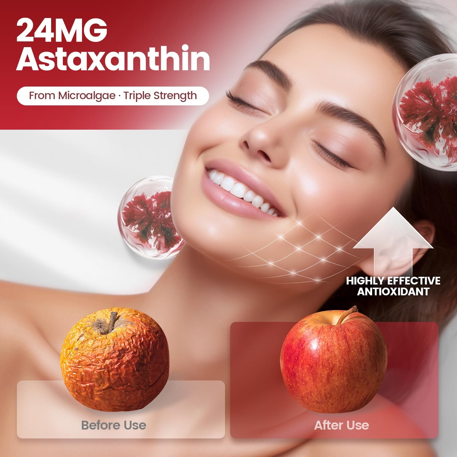 10 in 1 Astaxanthin Supplements 24mg, 4 Month Supply, Astaxantina Antioxidant…