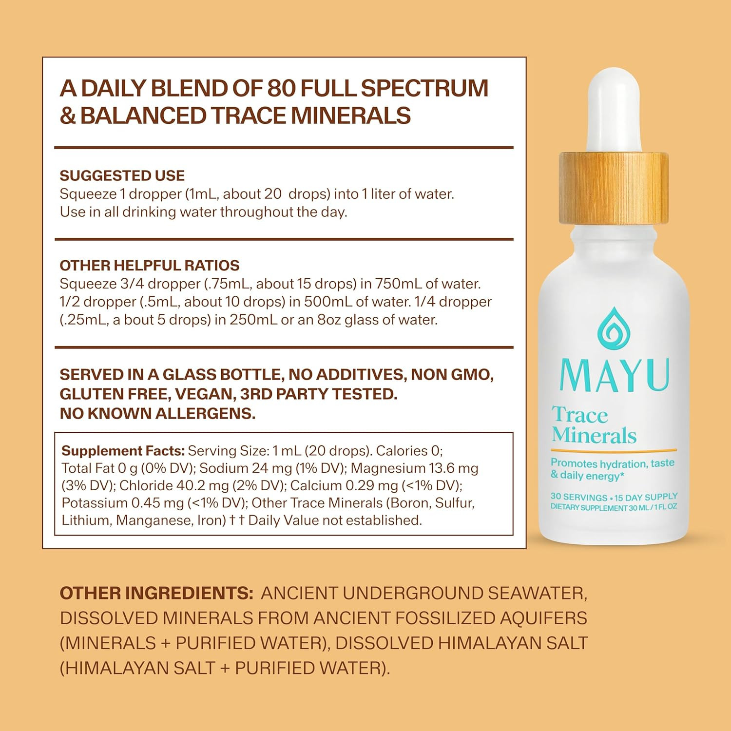 Trace Mineral Drops Ionic Minerals for Water Hydration 30 Servings