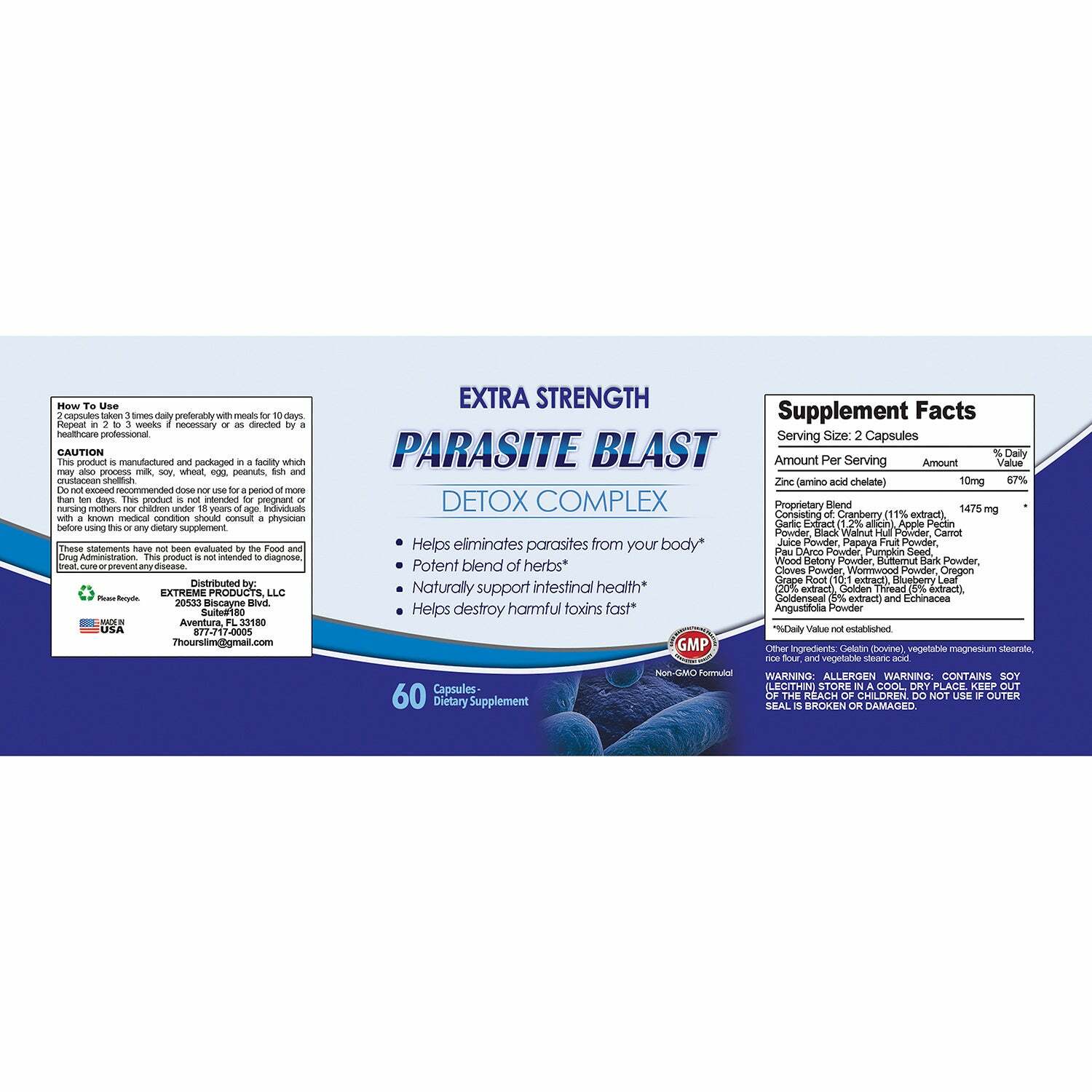 Parasite Cleanse Detox 60 Caps Body Boost Health Ultra Blast Quick