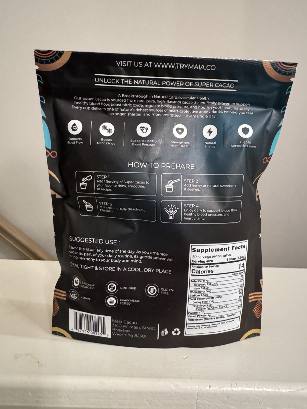 MAIA Ceremonial High-Flavanol Super Cacao with NATTOKINASE 7oz 30 servings