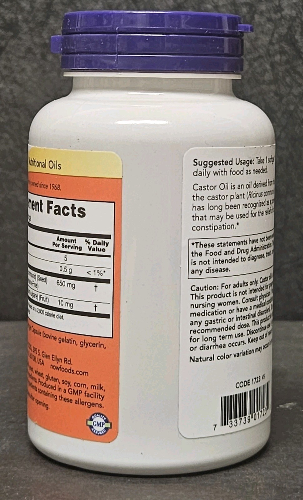 Supplements, Castor Oil 650 Mg with Fennel Oil Natural Laxative 120 Softgels