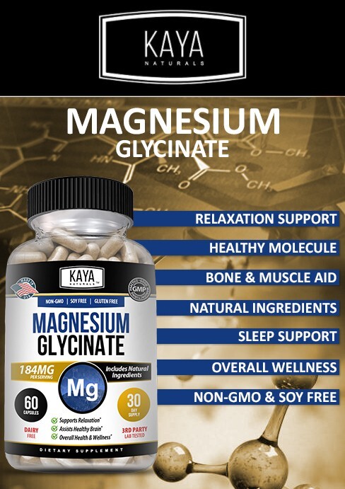 (2 Pack) Magnesium Glycinate RLS Sleep Aid, Anti Cramp, Joint & Bone Support