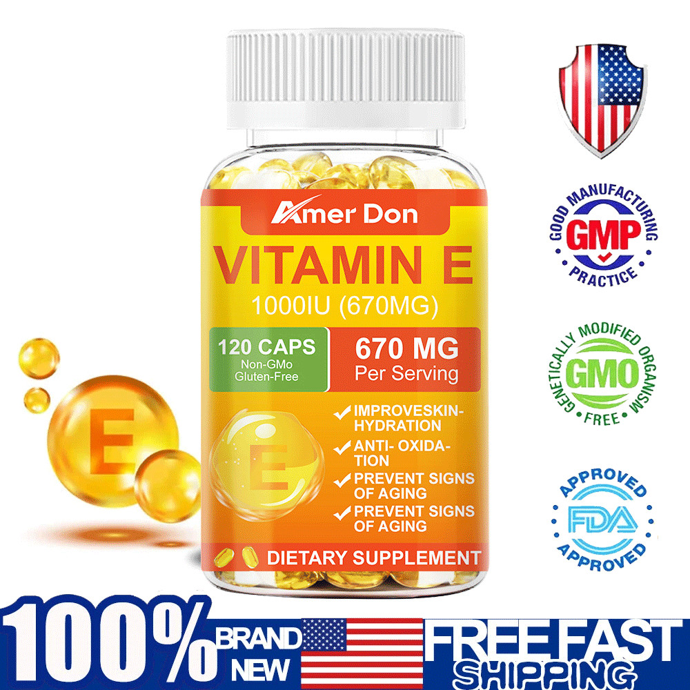 Vitamin E 1000 Iu 670mg Capsules – Supports Skin, Hair, Immune and Eye Health