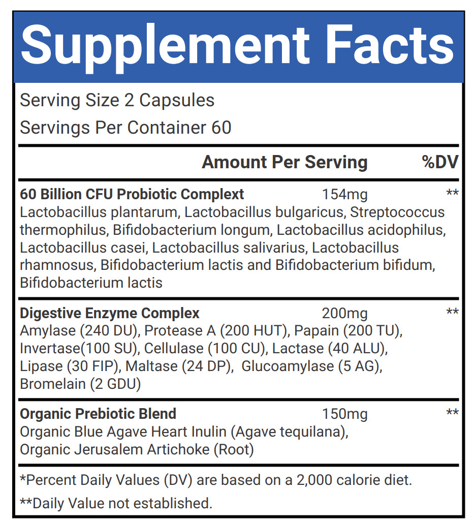 60 Billion Probiotics Immune System Boosting Supports Digestive Health 120 Cap