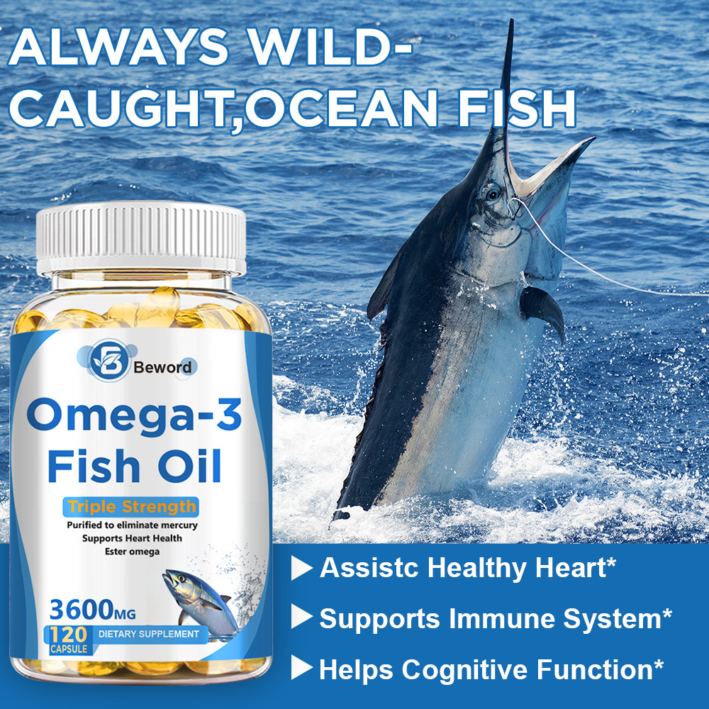 3600mg Omega 3 Fish Oil Capsules 3x Strength EPA & DHA, Highest Potency 120Pills