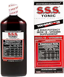 S.S.S. Tonic High Potency Iron Supplement with B1 B2 B3 Vitamins 20 fl oz