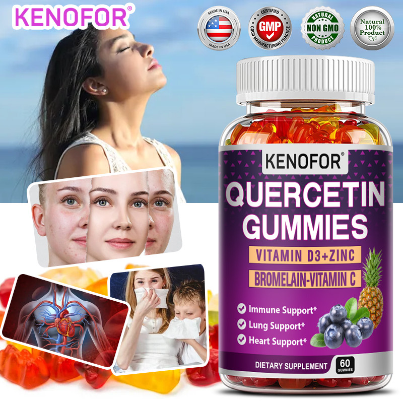 Quercetin 500mg with Bromelain Vitamin C + D3 Zinc Ashwagandha 60 Gummies