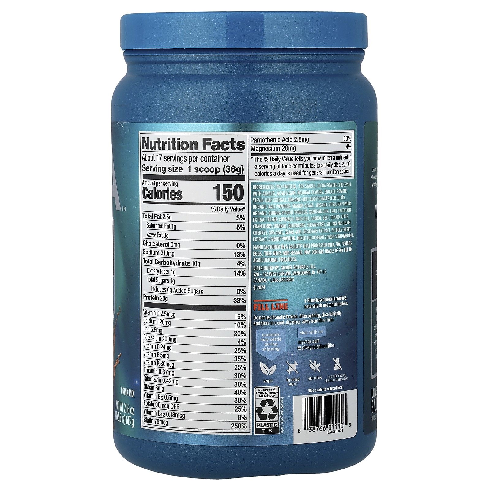 Plant-Based Essentials Shake, Chocolate, 1 lb 5.6 oz (613 g)