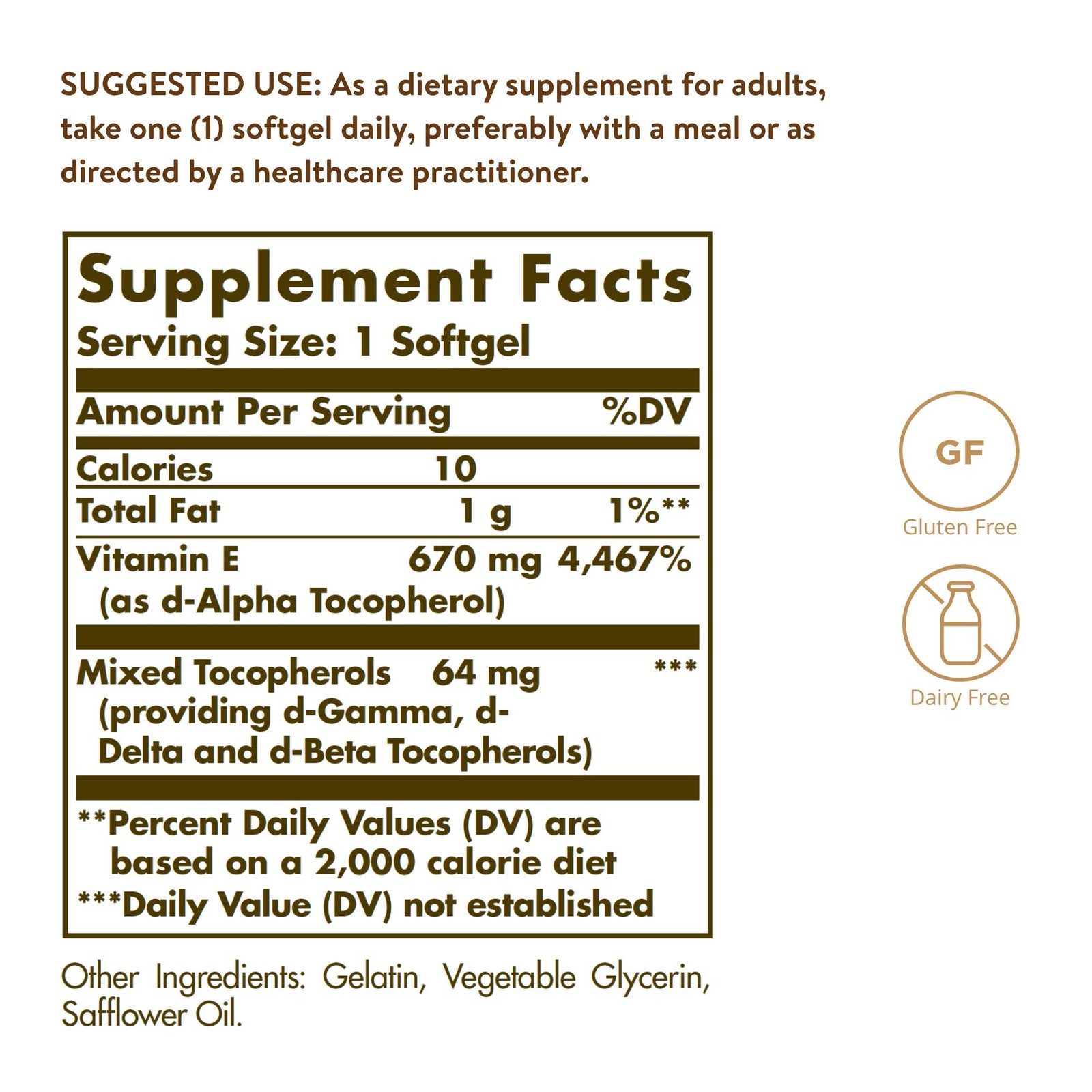 Solgar Vitamin E 670 mg (1000 IU), 100 Mixed Softgels – 100 Count (Pack of 1)