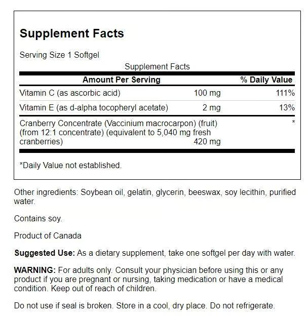 Swanson Cranberry Whole Fruit Concentrate – Super Strength 420 mg 60 Softgels