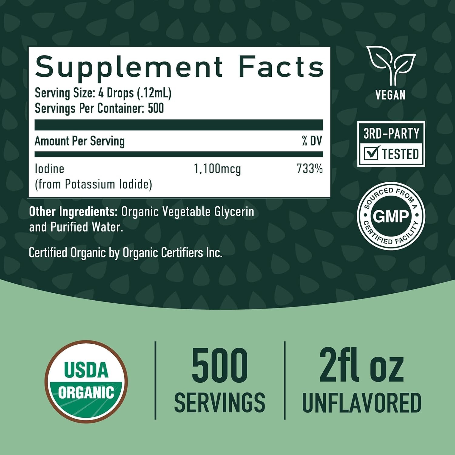 Organic Iodine Liquid for Thyroid Support Nascent Iodine Supplements USDA 2fl oz